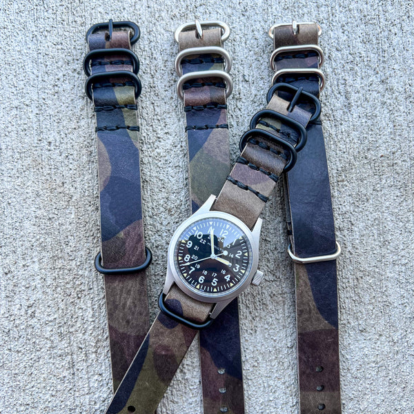 Leather Military style Watch Strap