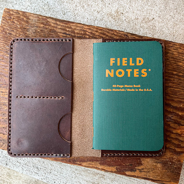 Leather Passport Holder for Men | Made in USA | 3.5 x 5.5 Field Notes Cover | Midnight Black