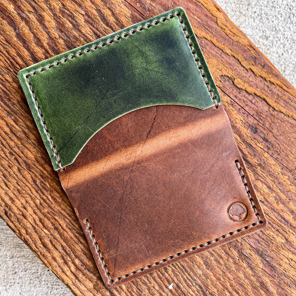 Front Pocket Bifold in Horween Dublin Brown and Green